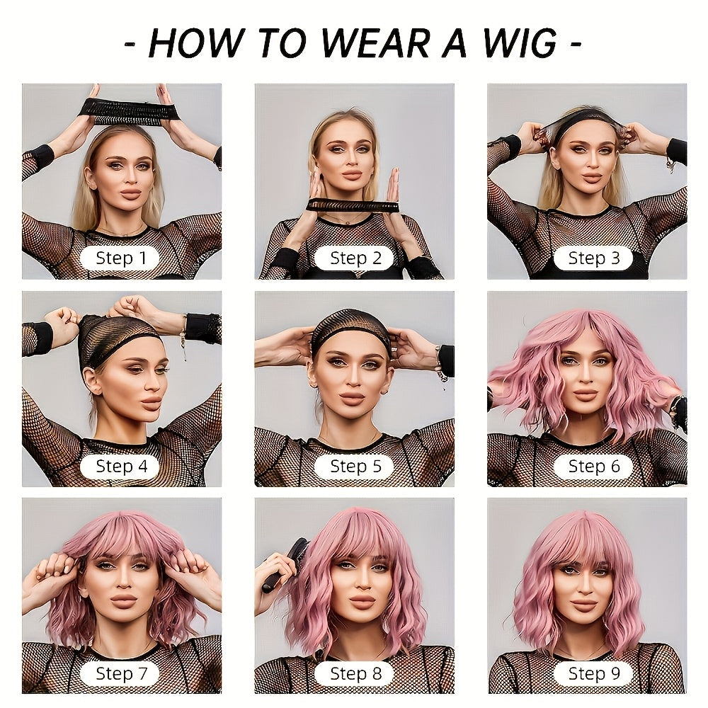 12-inch Women's Black-brown-platinum Gradient Collarbone Egg Roll -curl Synthetic High-temperature Fiber Full Head Wig, Playful and Sweet-cool Style Suitable for Work, School, Dinner Parties, Cosplay, Music Festivals, Etc