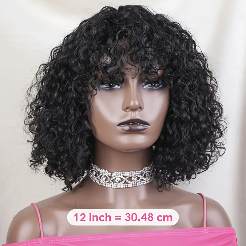 Jerry'S Beautiful Curly Short Pixie Bob Wig Made from Human Hair Features Bangs And Offers a Glueless, Natural Appearance. It'S Machine-Made for Both Men And Women, Comes in a Honey Water Wave Blonde Shade, And Is Ideal for All Light Skin Tones