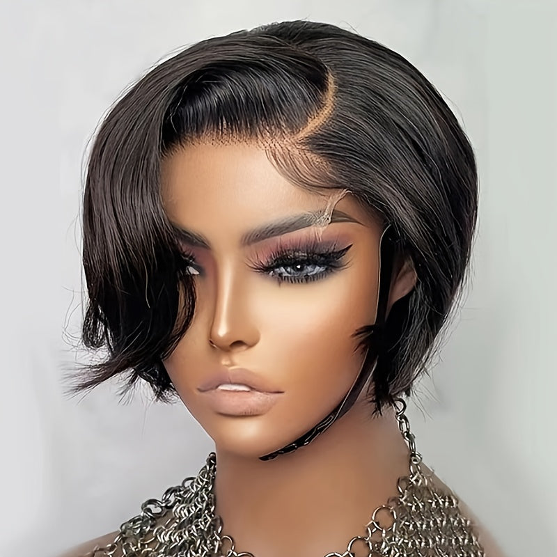 European-style Short Black Wigs for Women | Stylish and Masculine with Curly Wave, High Temperature Fiber Material, Buckle Net