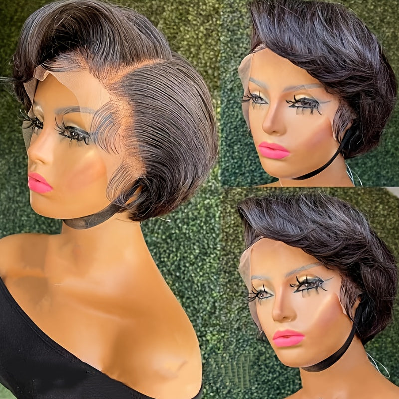 European-style Short Black Wigs for Women | Stylish and Masculine with Curly Wave, High Temperature Fiber Material, Buckle Net