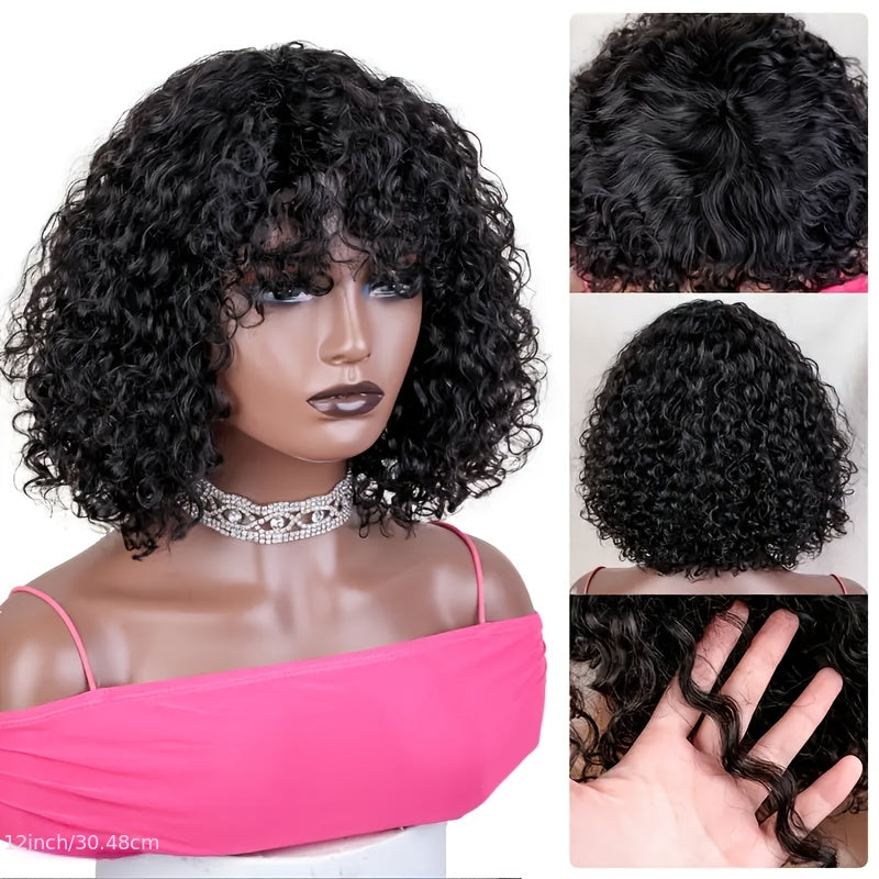Jerry'S Beautiful Curly Short Pixie Bob Wig Made from Human Hair Features Bangs And Offers a Glueless, Natural Appearance. It'S Machine-Made for Both Men And Women, Comes in a Honey Water Wave Blonde Shade, And Is Ideal for All Light Skin Tones