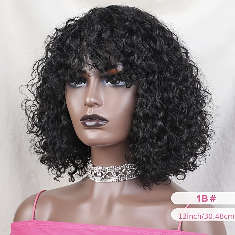 Jerry'S Beautiful Curly Short Pixie Bob Wig Made from Human Hair Features Bangs And Offers a Glueless, Natural Appearance. It'S Machine-Made for Both Men And Women, Comes in a Honey Water Wave Blonde Shade, And Is Ideal for All Light Skin Tones