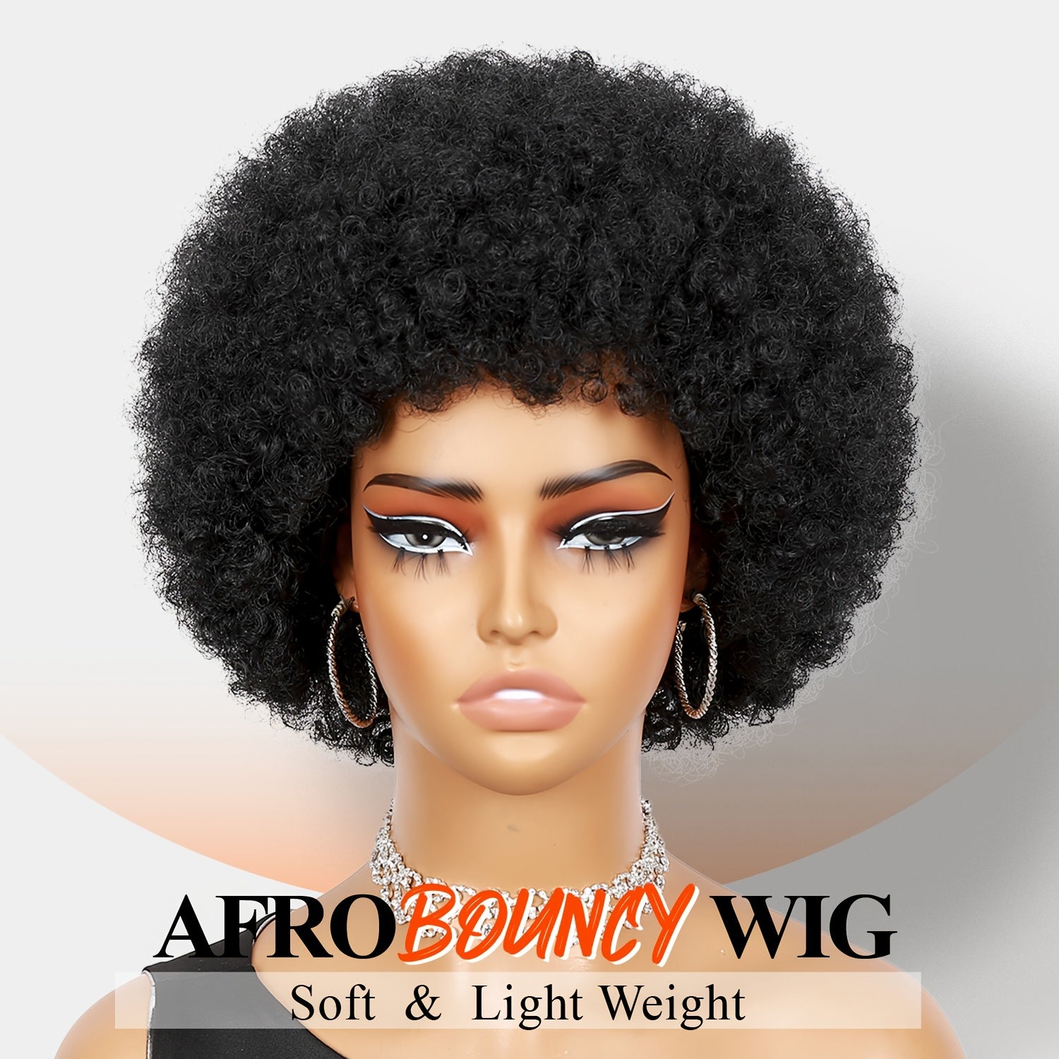 Unisex Afro Wig for Women and Men | Looking Afro Curly Wig with Bangs, Short Bouncy Afro Puff, Synthetic Low Temperature Fiber, Rose Net Cap, Suitable for Daily Party and Festival Use, Mix Brown