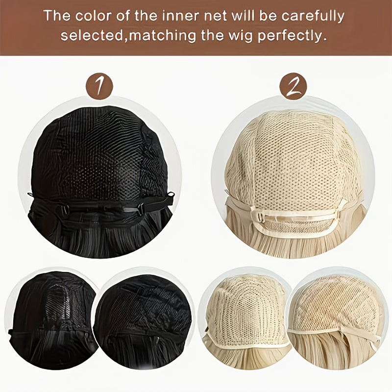 Women'S Long Brown Synthetic Wig with Bangs | 18 Inch, High Temperature Fiber, Rose Net Cap, Density, Straight Style, Ideal for Parties - Mixed Brown