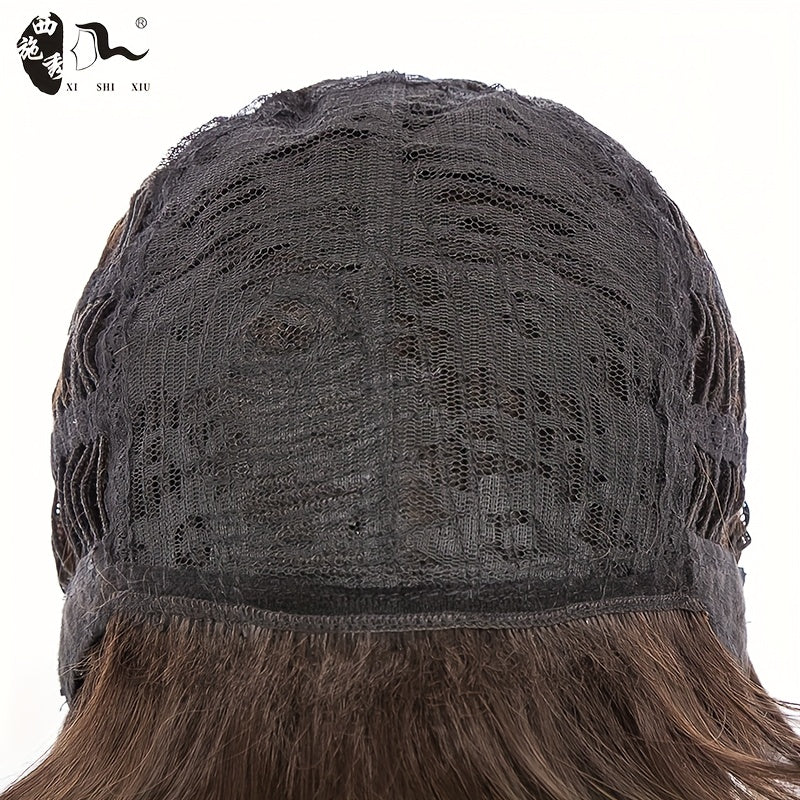 Fashionable Short Deep Brown Synthetic Hair with Rose Net Cap | Straight, Voluminous, Comfortable Fit, Ideal for Anime Cosplay and Parties, Unisex-Adult by XI SHI XIU