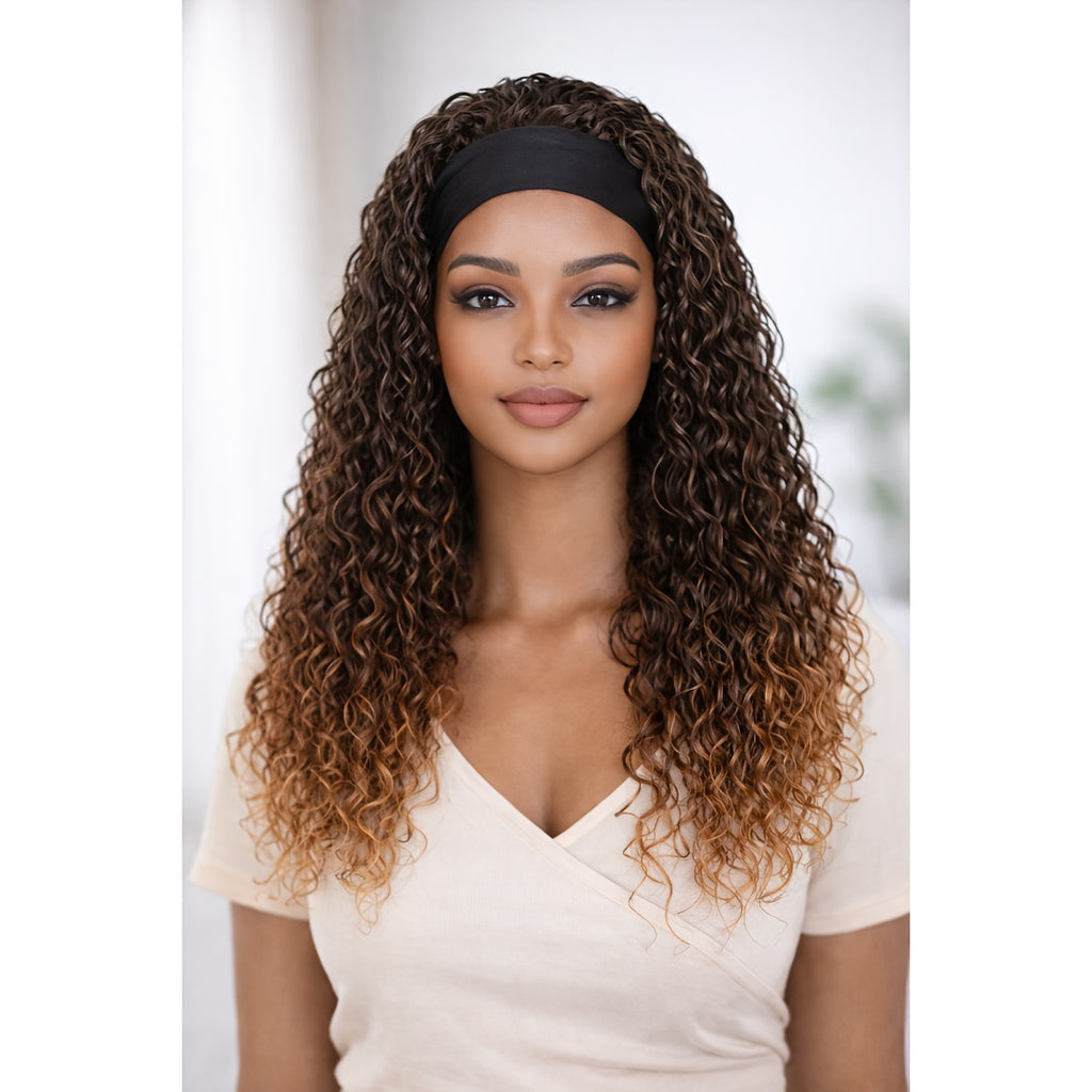 Synthetic Wig with Pre-Styled Afro Curls And a Built-In Turban, Designed to Be Heat Resistant, Tangle-Free, Lightweight, And Breathable. Perfect for Adding Volume And Length for Daily Wear Or Special Events