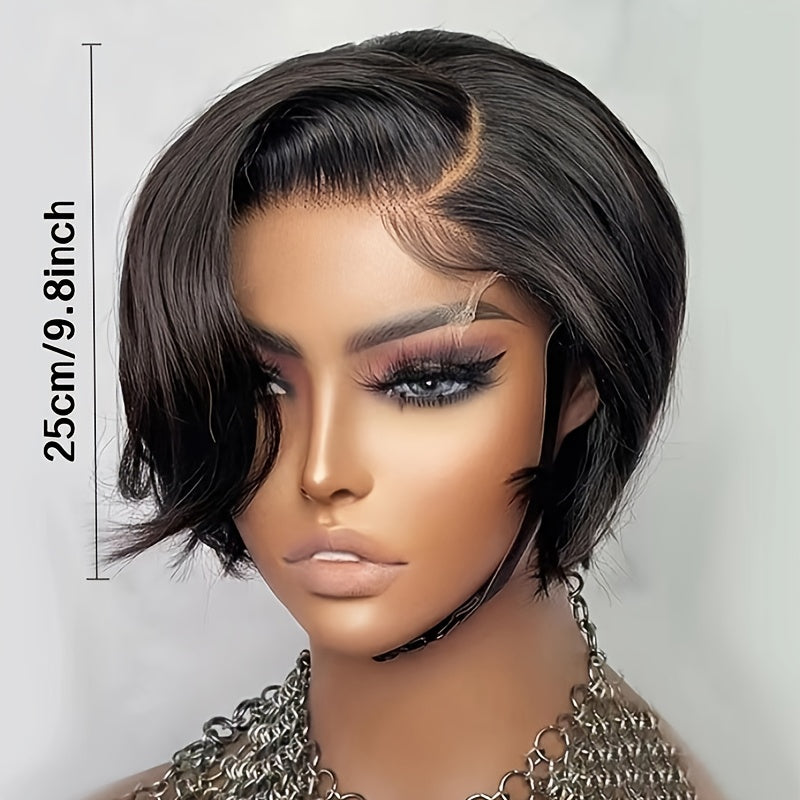 European-style Short Black Wigs for Women | Stylish and Masculine with Curly Wave, High Temperature Fiber Material, Buckle Net