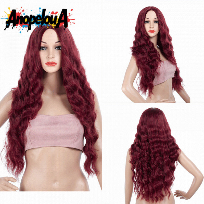 Anopeloua -Looking European\u002FAmerican Style Front Lace Wig for African Hair - Medium-Long Afro Curly\u002FKinky with High-Temperature Fiber, Front Lace Base for all Light Beige Tones & Hair Types ()